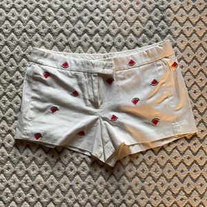 J Crew size 10 white and watermelon printed shorts